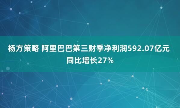 杨方策略 阿里巴巴第三财季净利润592.07亿元 同比增长27%