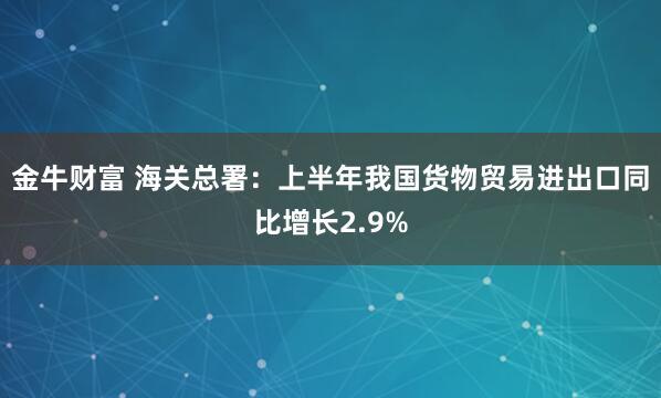 金牛财富 海关总署：上半年我国货物贸易进出口同比增长2.9%